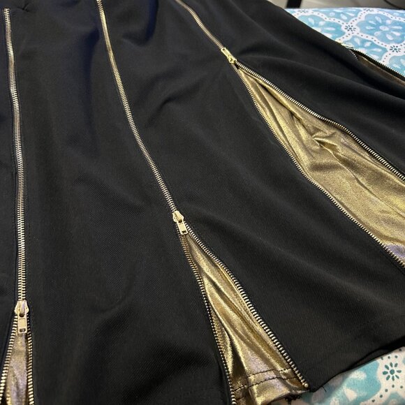 Tov Los Angeles Metallic Zippered Skirt Black/Gold Size XL (14/16) Women's - Picture 8 of 15